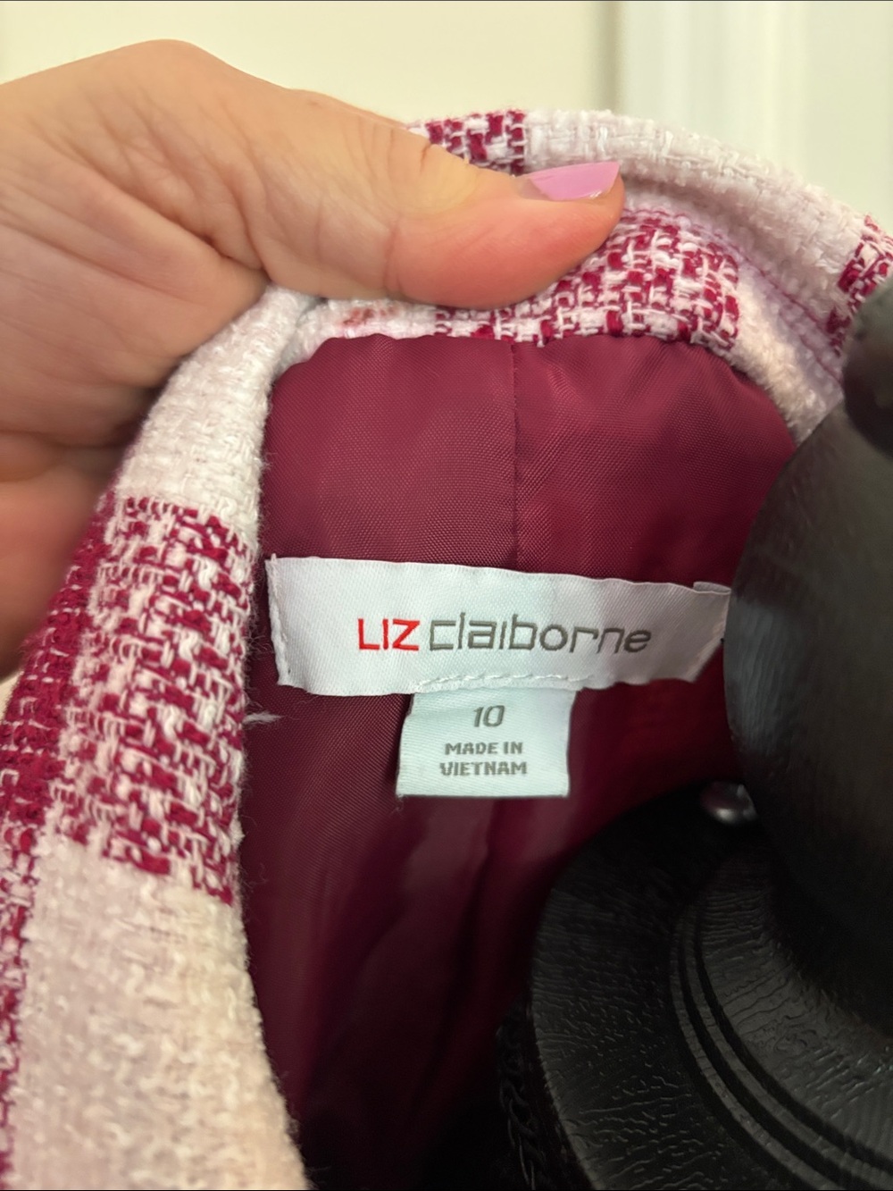 Liz Claiborne Pink and White Check Double-Breasted Blazer - Picture 2 of 7